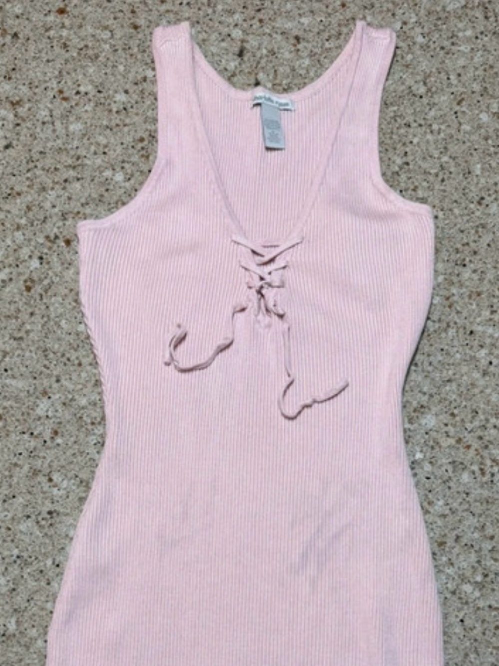 Charlotte Russe Light Pink Ribbed Lace-Up Mini Dress